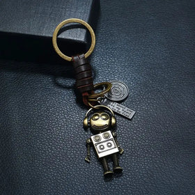 Vintage Cute Movable Alloy Robot Charm Keychains Toys Fashion Car Key Rings Pendant Female Metal Robot Key Chains Trendy Jewelry