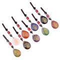 Natural Healing Stone Engraved Fatima Hand Pattern Drop Shaped Bag Pendant Reiki Crystal Keychain