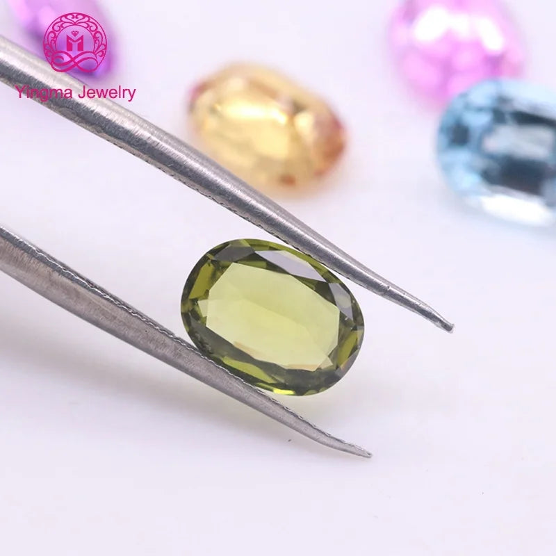 Wholesale Lab Grown Loose Sapphire Gemstone Customizable Size Oval Cut Peridot Gems Lab Grown Sapphire Stones for Sale Prices