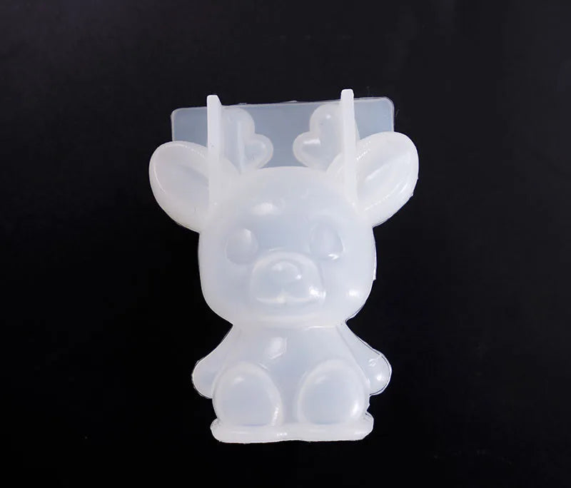 Mirror plum blossom Christmas Sika  deer epoxy Desktop decorate Resin Crystal Glue Silicone Mold Aromatherapy for 3D Mould