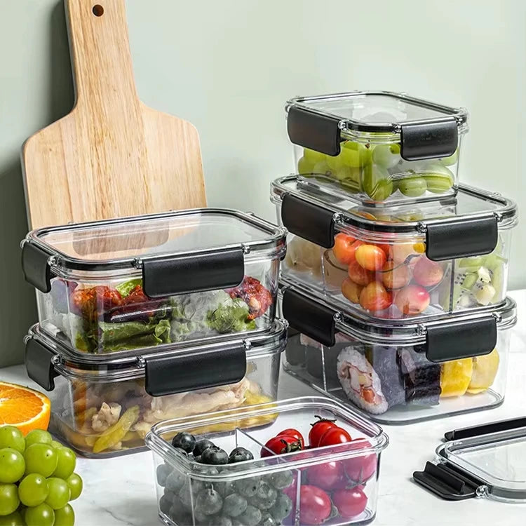 Compartments 1 to 3 BPA-free Leak-proof Stackable  Food Lunch Boxes Airtight Plastic Kitchen Food Storage Containers