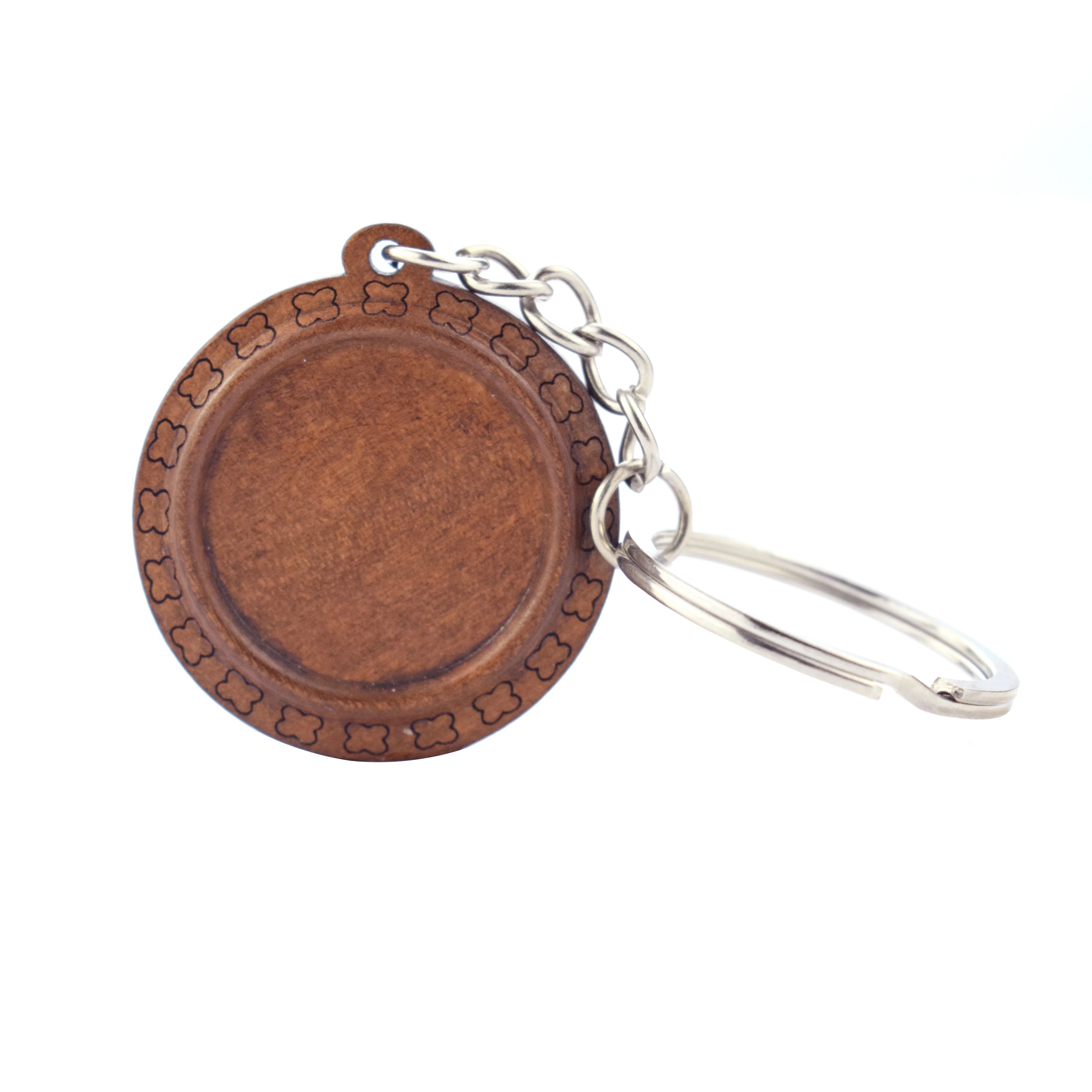 25MM Round Drip Glue Resin Gemstone Keychain Base Personalized Customization DIY Keying Wood Keychain Making Jewelry Accessories