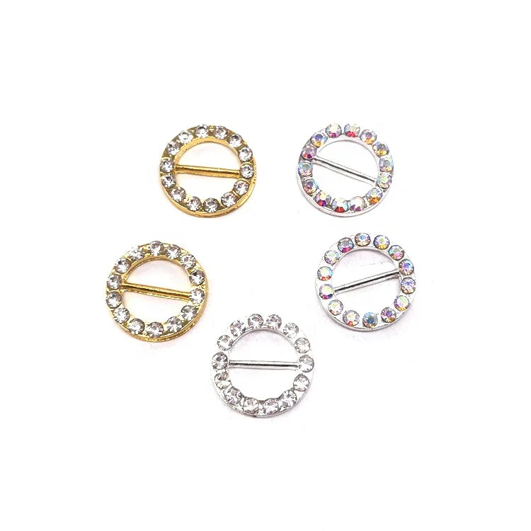 18mm Outer Small Round Rhinestone Bikini Connector Garment Wedding Slider Rhinestone Buckles
