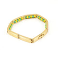 Unisex 18K Gold Plated Stainless Steel Sacred Link Wristband Bracelet Colorful Beads Africa India Power Santeria Bracelet