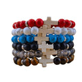 Classic Handmade Fancy Jasper Gemstone Stretch Cross Beaded Bracelet for Men Christian 8mm Natural Stone Beaded Cross Bracelet