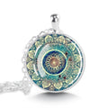Trending India Yoga OM Glass Dome Cabochon Pendant Buddhism Chakra Jewelry Women Mandala Necklace