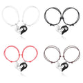 1 Pair/2pcs Puzzle Heart Shaped Magnetic Couple Bracelet Diamond Heart-shaped Puzzle Couple Pendant Bracelet Bangle