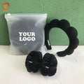OEM Handmade Skincare Towel Cloth Bubble Puffy Headband & Wristband Headwear Sponge Spa Headband for Washing Face and Makeup