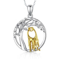 Isunni S925 Sterling Silver Rhodium Plated Giraffe Pattern Charms Silver Animal Necklace Jewelry