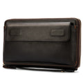 Men's Soft Leather Large Capacity Clutch Bag Business Long Leather Wallet Purses