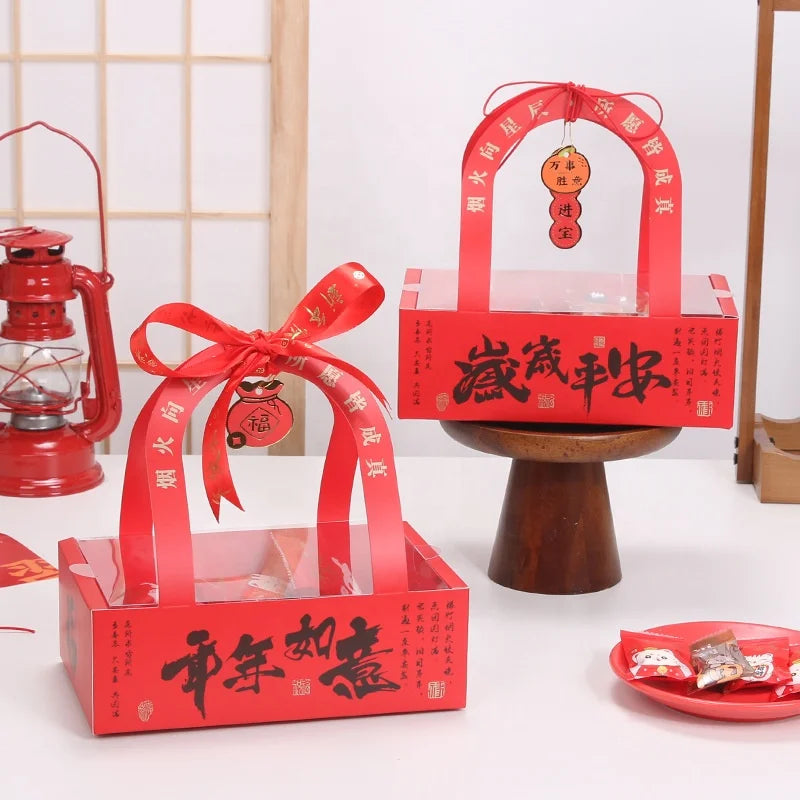 XJH New Year Chocolate Box Portable Dessert Cake Boxes With Handle Gift Box for Party Wedding