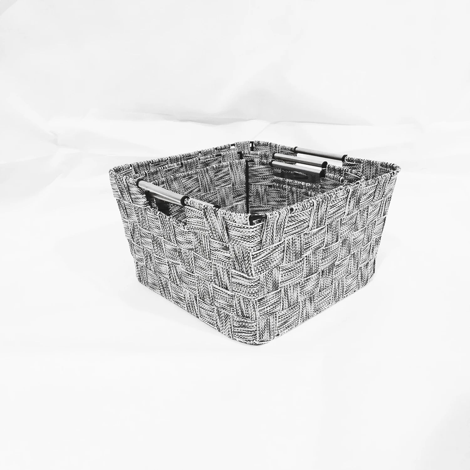 Set of 3 Home Storage Woven Nylon Baskets Durable Fabric with Handles for Organizing Your Space