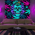 Customize Bohemian UV Reactive Tapestry Night Glowing Game Zone Wall Blanket Black Light Psychedelic Neon Backdrop Eco-Friendly