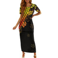 Wholesale Traditional Elegant Short Sleeve Polynesian Dress Custom Design Puletasi Tribal Island Women Two Piece Set Dresses