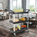 Factory Prices Hotel Restaurant Kitchen Equipment 3 Tier Plastic pp 3mm Thick Service Cart Food Serving Trolley Black 50-70kg
