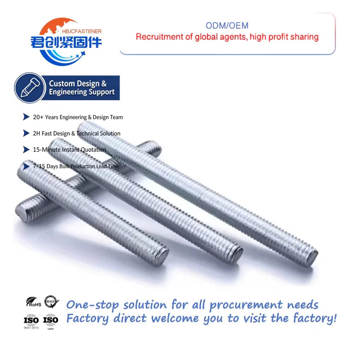 High Strength Carbon Steel Zinc Plated Thread Rod Fasteners Threaded Rod Acme Thread Bar