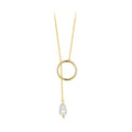 925 Sterling Silver Jewelry Gold Plated Y Lariat Long Necklace  Silver Chain Pearl Drop Necklace Gift
