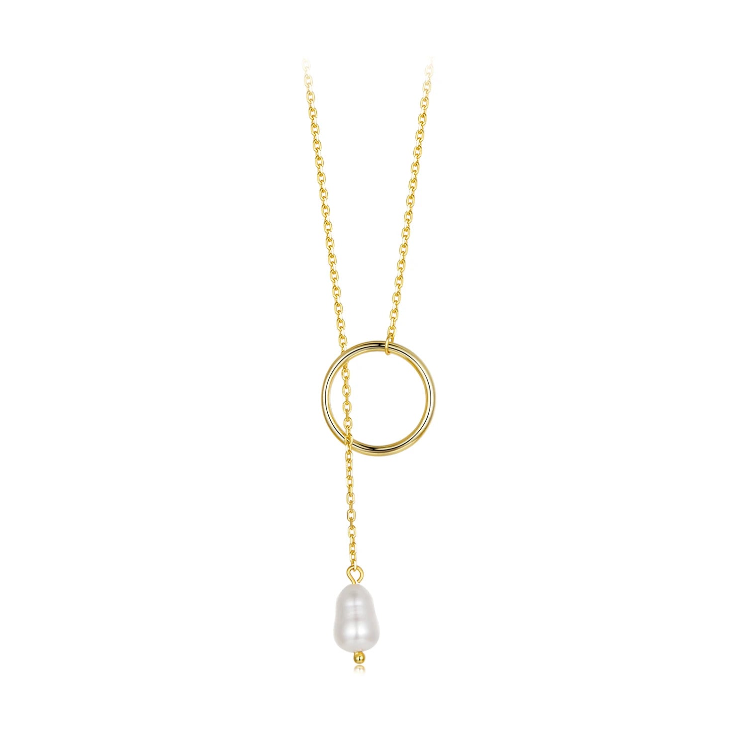 925 Sterling Silver Jewelry Gold Plated Y Lariat Long Necklace  Silver Chain Pearl Drop Necklace Gift