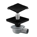 OEM Factory 15x15 CM Square Shower Drain with Horizontal Outlet Adapter Matte Black 304 Stainless Steel Tile Insert Floor Drain