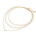 J&D 18K Gold Plated Stainless Steel Three-layer Necklace with a Round White Cubic Zirconia Pendant 35/40/45+5cm