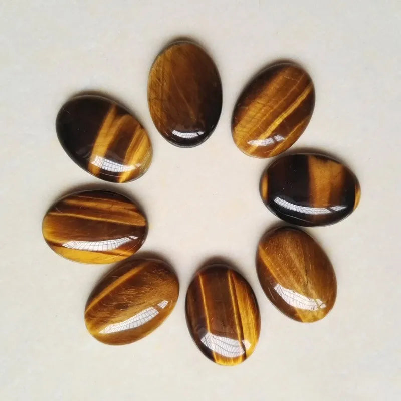 Huiying Quality Natural 25*18mm Yellow Tiger Eye Oval Cabochon Loose Gem Stone Crafts