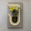 New Trend Nordic Acrylic UV Cutting Sandstone Surface Decorative Painting with Led Lights and Vase Home Decor