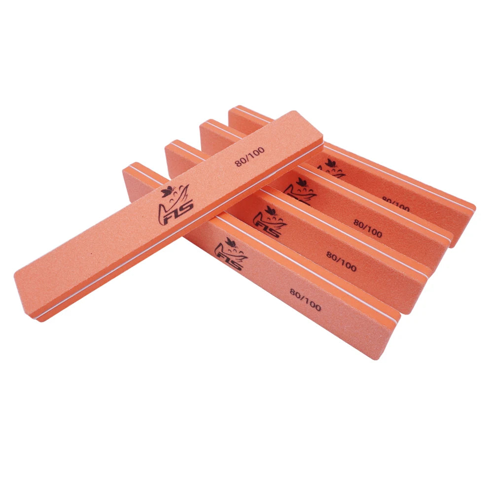 Professional Suppliers Orange Square Shape Double-Sided Sponge Nail File 180/240 Grit Custom Logo Handheld Nail Care Tool