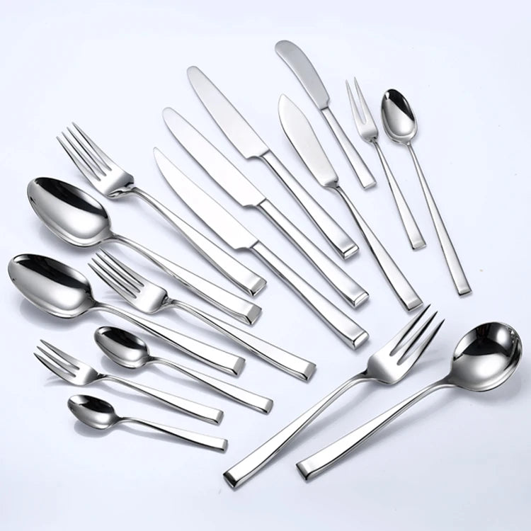 Thick Handle Classic Silver Stainless Steel 18/10 Luxury Back to School Restaurant Flatware Sets