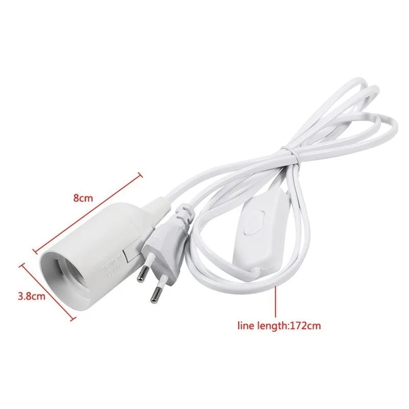 E27 Lamp Bases With 5M Power Cord to Plug Holder Adapter Converter ON/OFF for Bulb Lamp