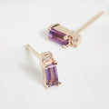 925 Sterling Silver 18k Gold Rainbow Delicate Mini Baguette Stud Earring