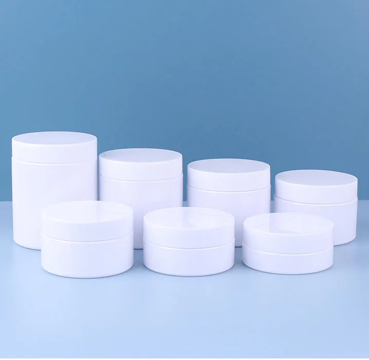 Wholesale 2oz 4oz 6oz 8oz 250ml White Plastic Cosmetic Jars PET Straight Sided Jars W/ 70mm-400 White Smooth Plastic Lined Caps