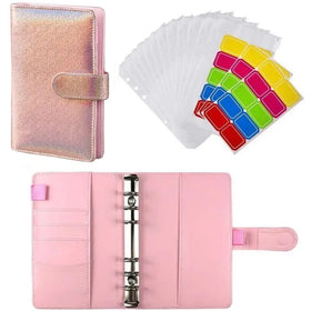 custom 2022 planner a6 binder planner set glitter pu leather spiral notebook budget binder with cash envelopes and label sticker