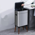 Smart Metal Double Inner Bucket  Waste Bins Household Kitchen Intelligent Sensor Recycling Bins Trash Can with Wood Legs