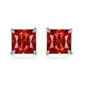 Custom Red Square Moissanite Earring Studs 925 Silver Gold Plated Princess Cut Custom 925s Silver Moissanite Moissanite Earring