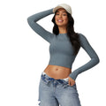 Solid Color High-Intensity Outdoor Fitness Sports Yoga Top Quick-Dry Long Sleeve Crop Tops T-shirt Breathable Exercise Running