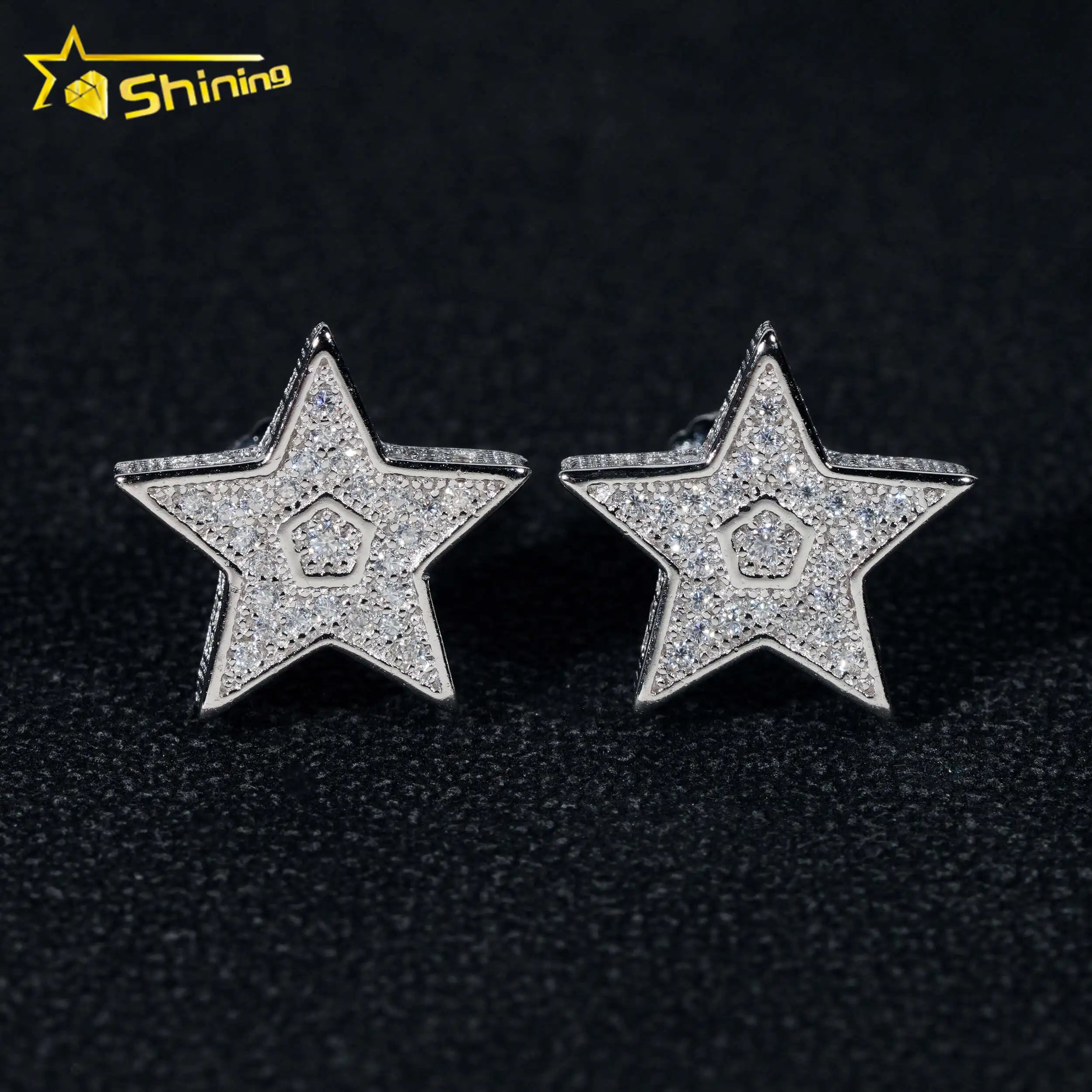 Fashion Stud Earring Fine Jewelry 925 Sterling Silver Gold Plated VVS Diamond Moissanite Star Earrings Ready to Ship