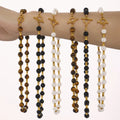 Minimalist OT Buckle Natural Stone Necklaces Shell Pearl Agate Tiger Eye Necklace Stainless Steel Necklace for Women