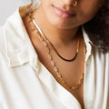 EManco Stainless Steel 14k Gold Plated Snake Chain Choker Necklace Miami 50CM Paperclip Link Chain Layer Necklace