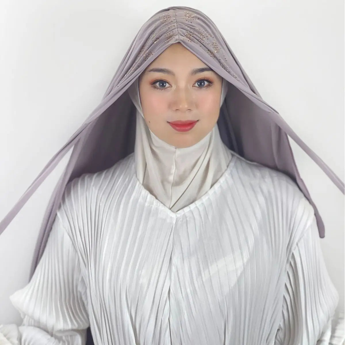 Arab Muslim Scarf Kids Soie Women De Mdeine Georgette Pleated Instant Bonnet Khimar Rayon Hijab Children Girls With Niqab