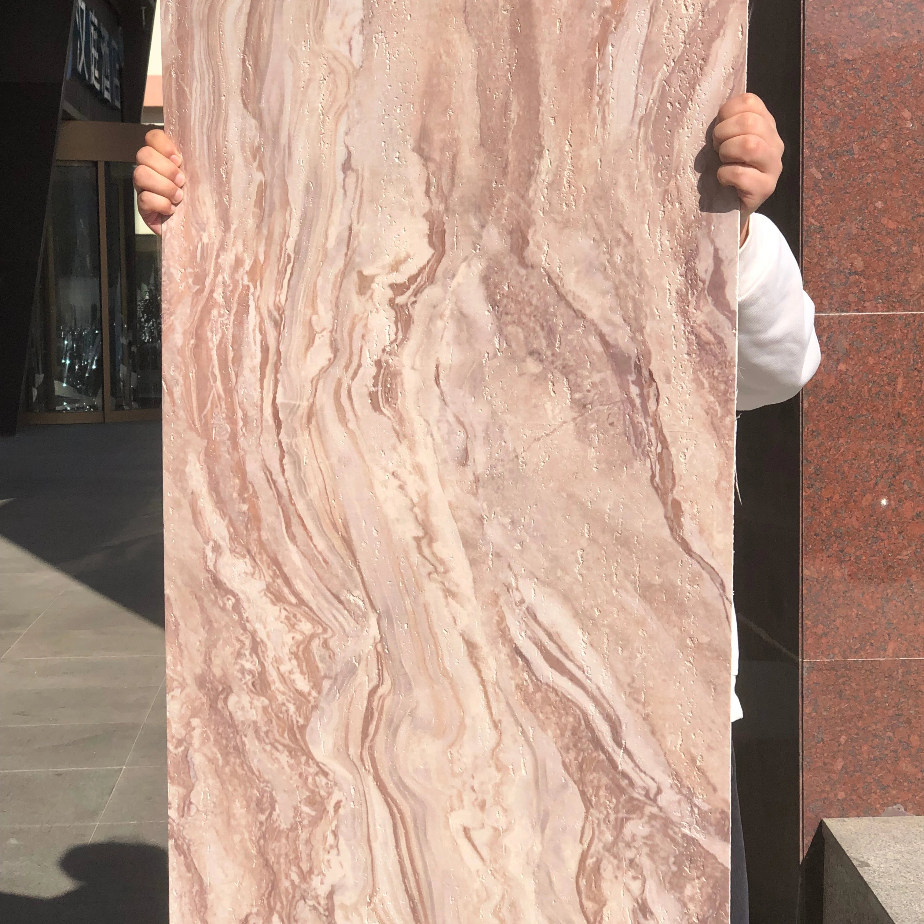 Modern Design Indoor and Outdoor Travertine Artificial Stone Flexible Big Slab with 3D Model Design Capability