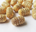 Large Rhinestone Filigree Bead in Rose Gold Color 17x28mm Hollow Brass Bead