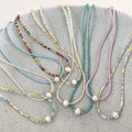 Fashion Freshwater Pearl Necklace Elegant Seed Bead Necklace Colorful Pearl Choker Necklace for Women Girls