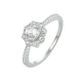 Guangzhou Jewelry Market Wedding 5925 Silver Ring Diamond Woman Fine Jewelry Engagement Moissanite Ring
