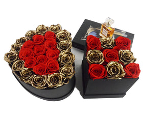 Forever Preserved Roses in Square Gift Box Gold Eternal Long Life Flure Immortal Everlasting Flower Valentine's Day Eternelle