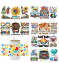 16OZ Ready to Ship  3D Autism UV DTF Cup Wrap Print Libbey Cup Wrap Transfers  Mental Health Glass Printing  UV Wrap  Design