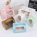 Wholesale Cake Box Transparent Window With Muffin Box White Cardboard Portable Bakery Cupcake Boxes
