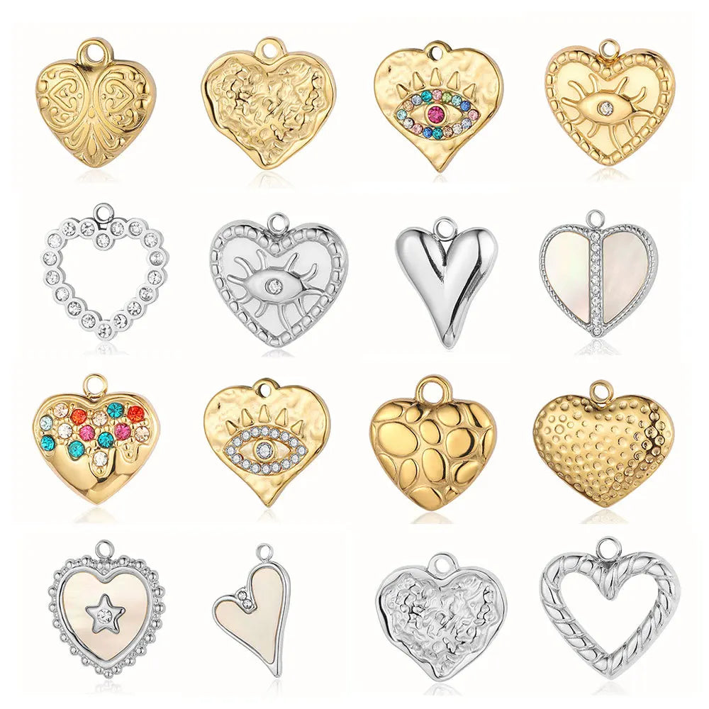 Newest Designs Gold Plated Stainless Steel Evil Eyes Heart Necklace Pendant