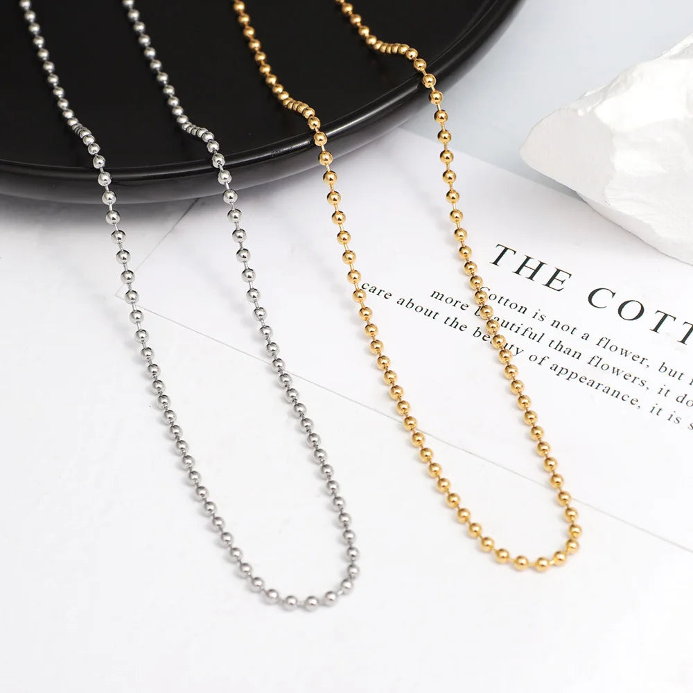 New Design Stainless Steel 18K Gold Plated 2mm 4mm 6mm 8mm Beads Chain Ball Chain for Jewelry Making