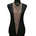 Jiingcan Crystal  Bohemian Women Charm Jewelry  Handmade Choker Beaded Long Tassel Statement Seed Bead Necklace