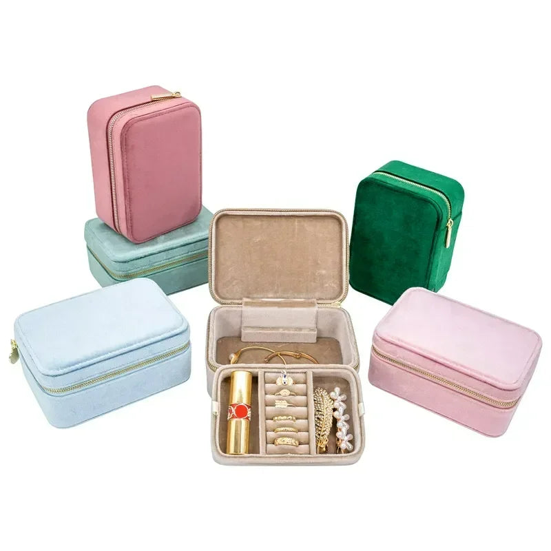 Double-Layer Large-Capacity Jewelry Box Velvet Ring Earrings Bracelet Pendant Storage Box Travel Portable Jewelry Case Organizer
